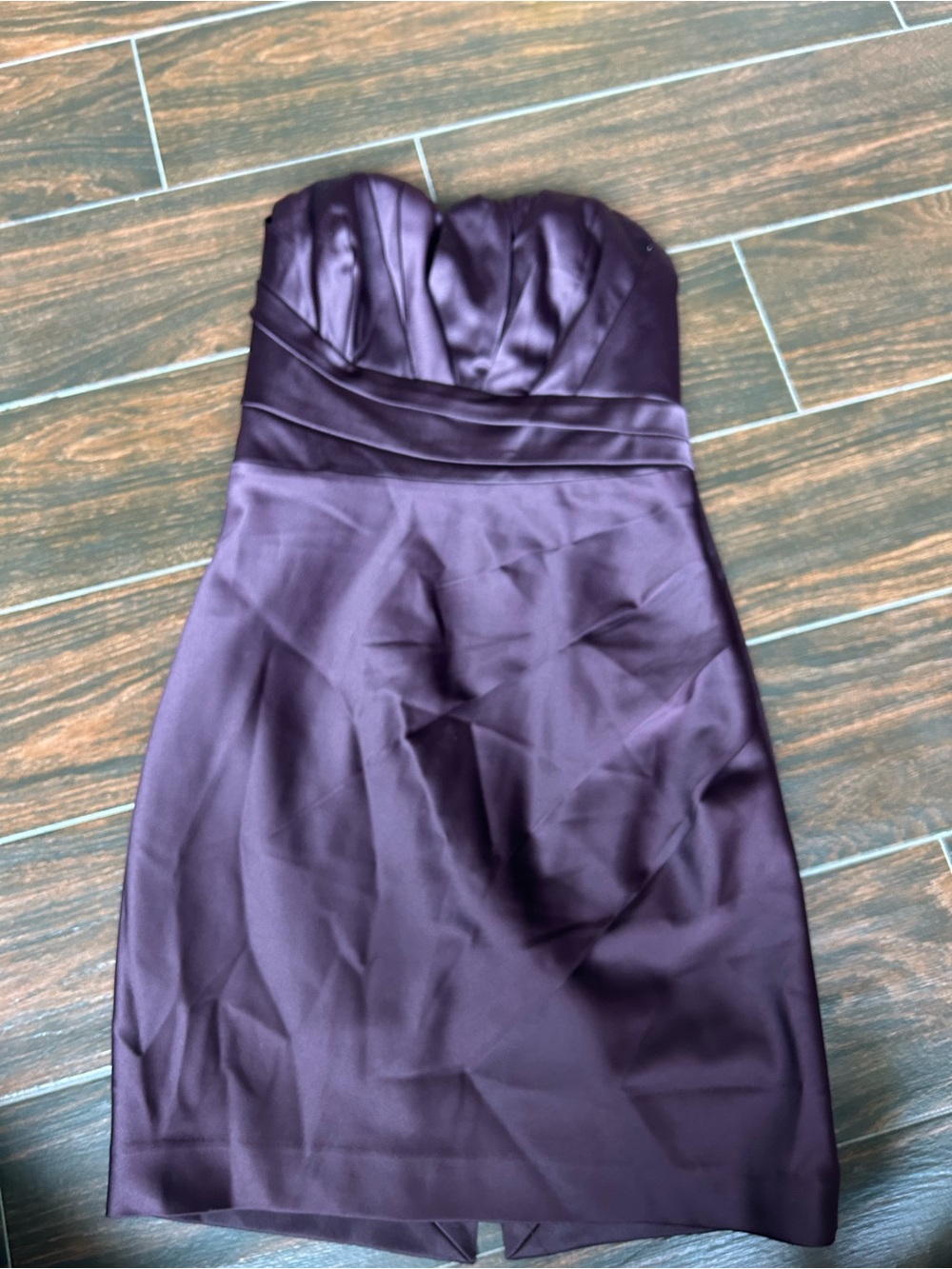 Express Strapless Satin Dress in Plum Homecoming / Prom / Formalwear